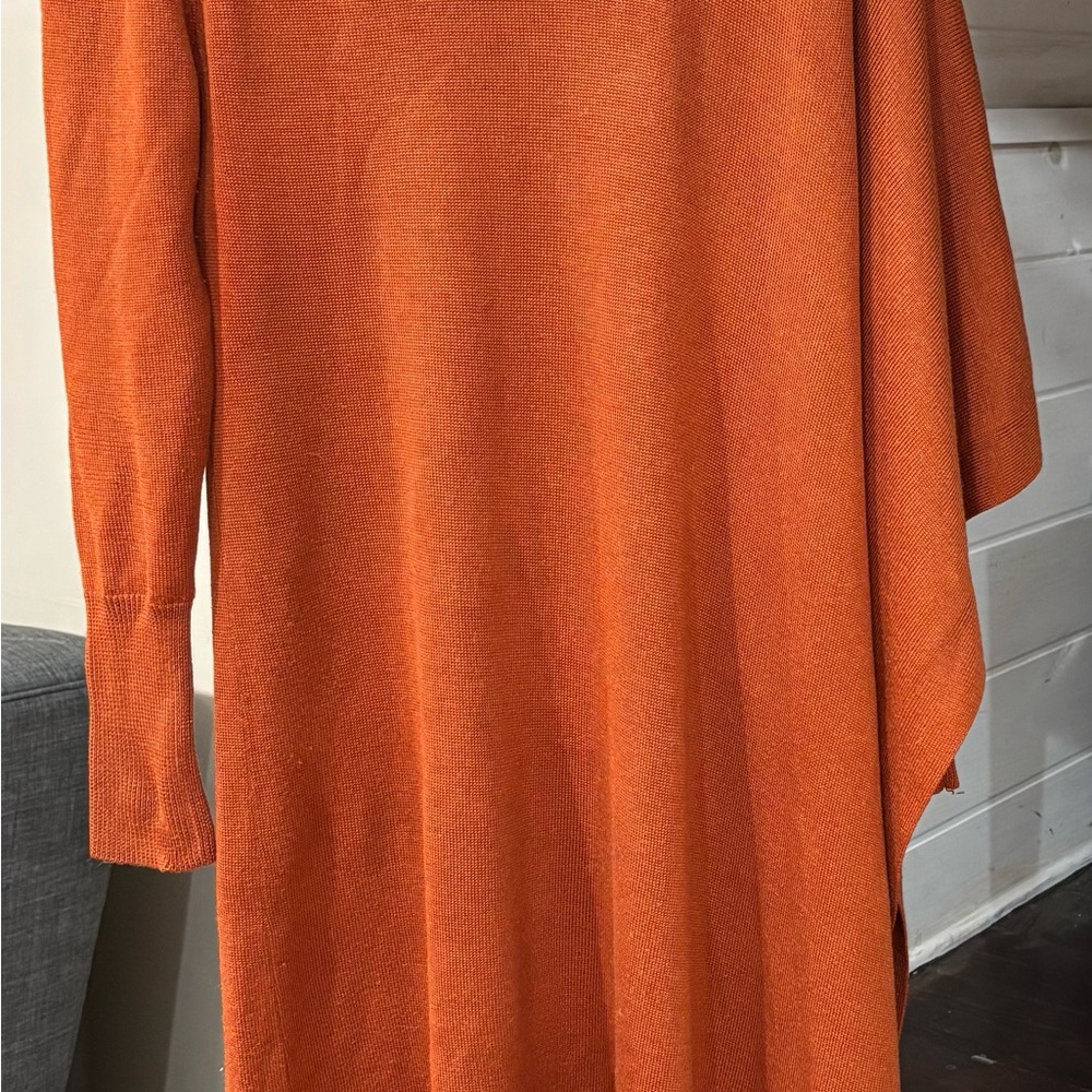 Orange Knit Sweater Dress